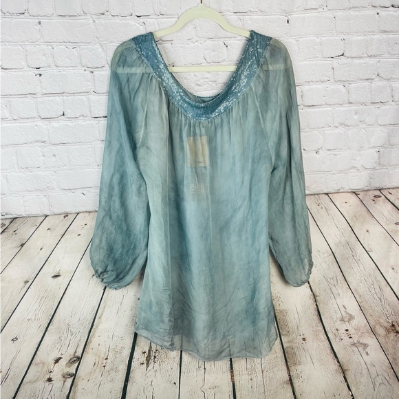 🆕 Piazza Roma 100% Silk Sheer Designer Sequin Fairycore Whimsical Size Small - Picture 3 of 7